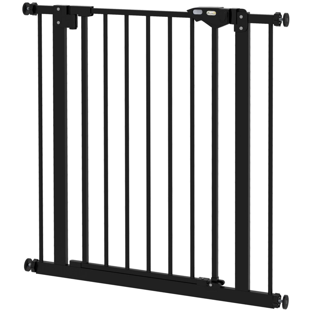 Pawhut Metal 74-80cm Wide Adjustable Dog Gate Black