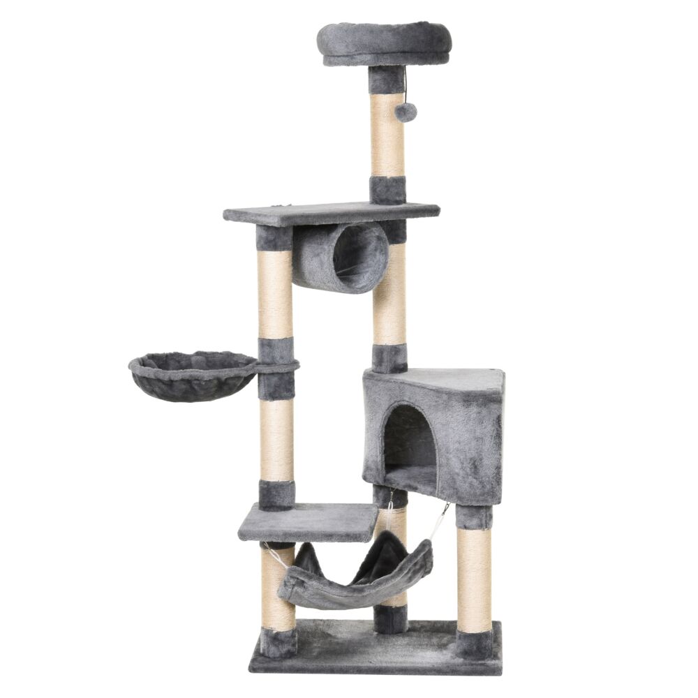 Pawhut Cat Tree Condo Tower Multi-level Height 150cm Kittens Activity Stand House With Toys & Various Scratching Posts