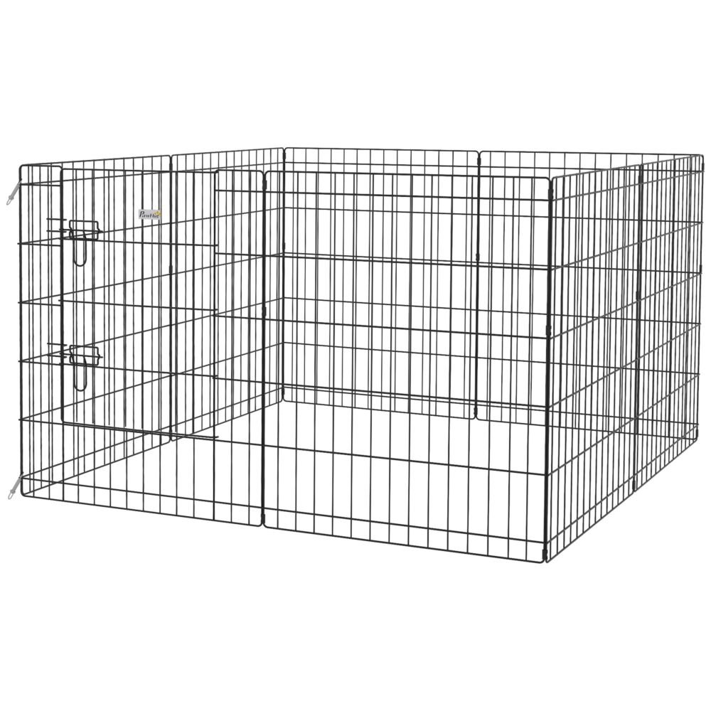 Pawhut 8 Panel Diy Dog Pen With Door For Dogs, Small Animals, Indoor/outdoor Use, 61cm High