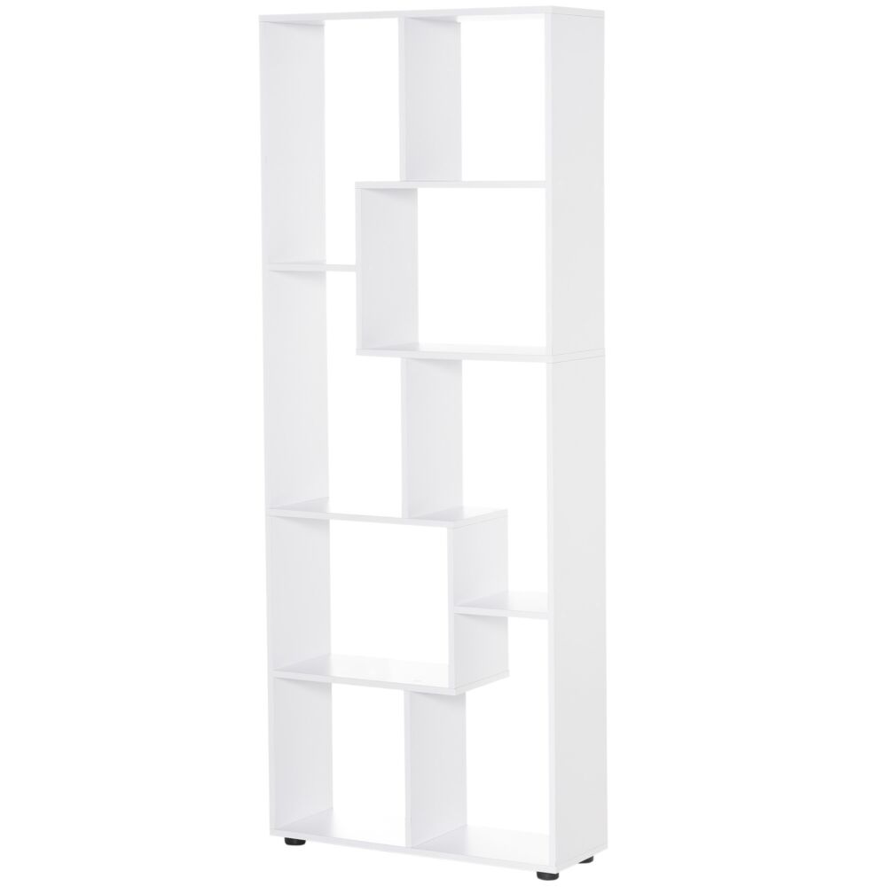 Homcom 8-tier Freestanding Bookcase W/ Melamine Surface Anti-tipping Foot Pads Home Display Storage Grid Stand Modern Style - White