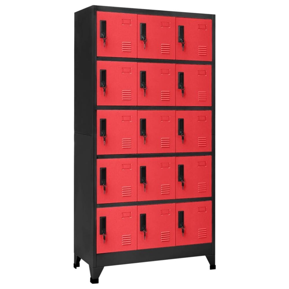 Vidaxl Locker Cabinet Anthracite And Red 90x40x180 Cm Steel