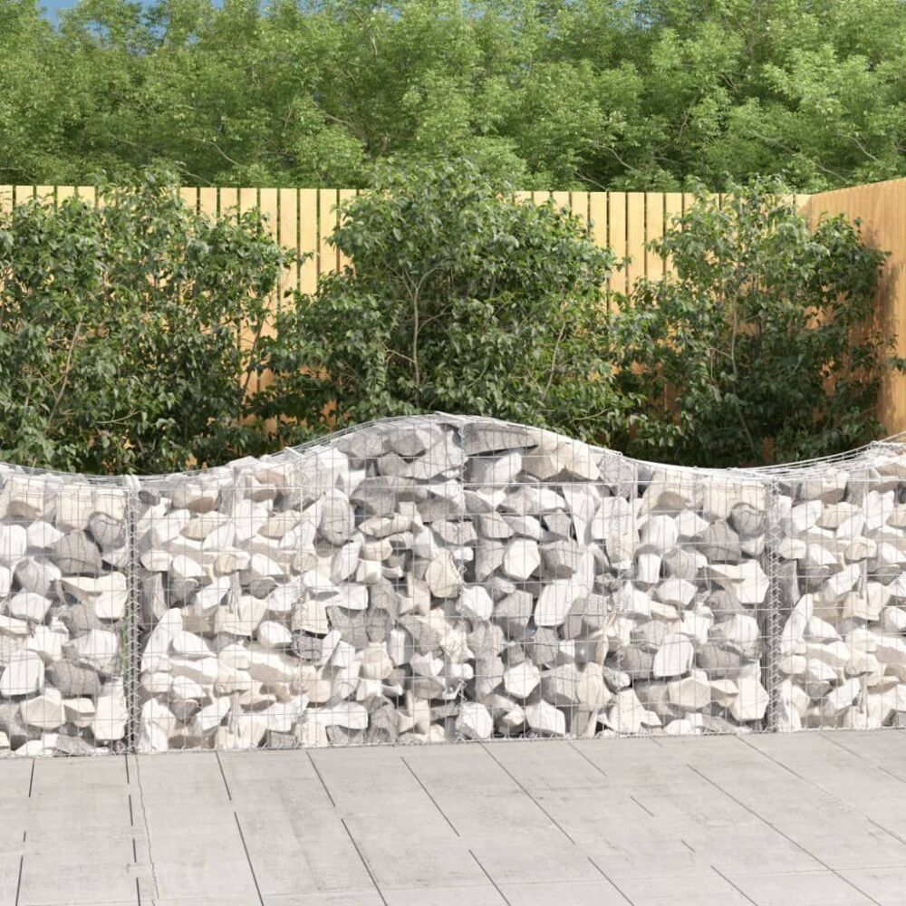 Vidaxl Arched Gabion Baskets 5 Pcs 200x50x80/100 Cm Galvanised Iron