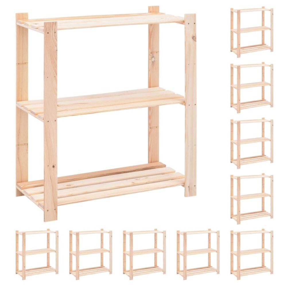 Vidaxl 3-tier Storage Racks 10 Pcs 80x38x90 Cm Solid Pinewood 150 Kg