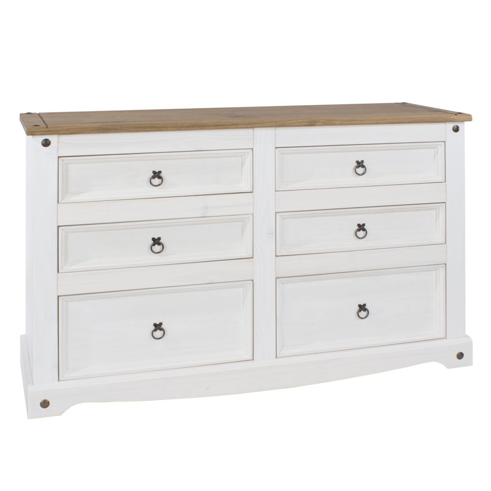 Corona White 3+3 Drawer Wide Chest