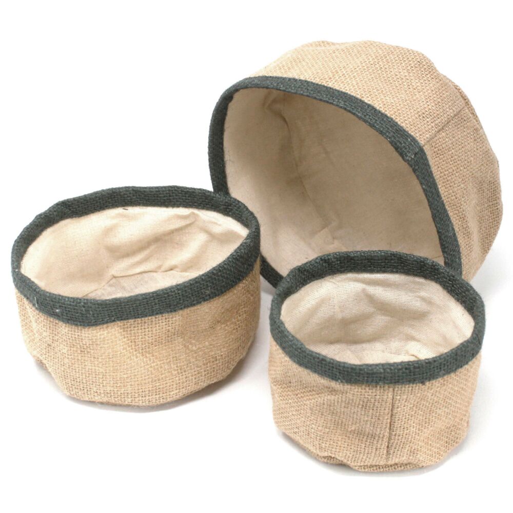 Set Of 3 Natural Jute Baskets - Charcoal