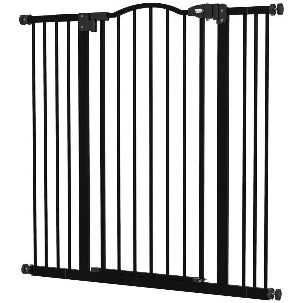 Pawhut Metal Pet Safety Gate Dog Gate Folding Fence, Black