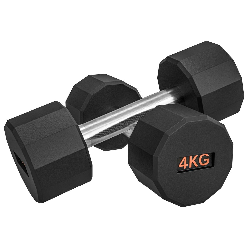 Sportnow 2 X 4kg Dumbbells Weights Set With 12-sided Shape And Non-slip Grip For Men Women Home Gym Workout