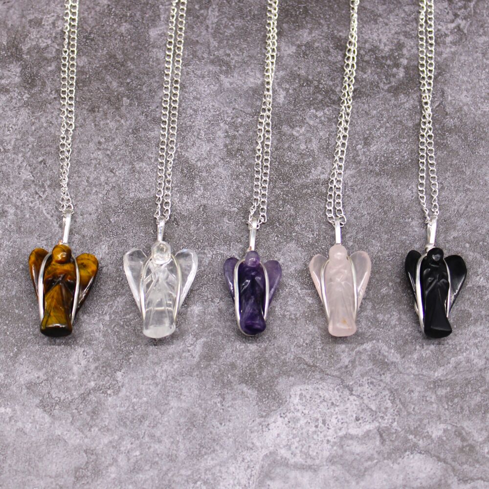 Gemstone Guardian Angel Pendant - Amethyst