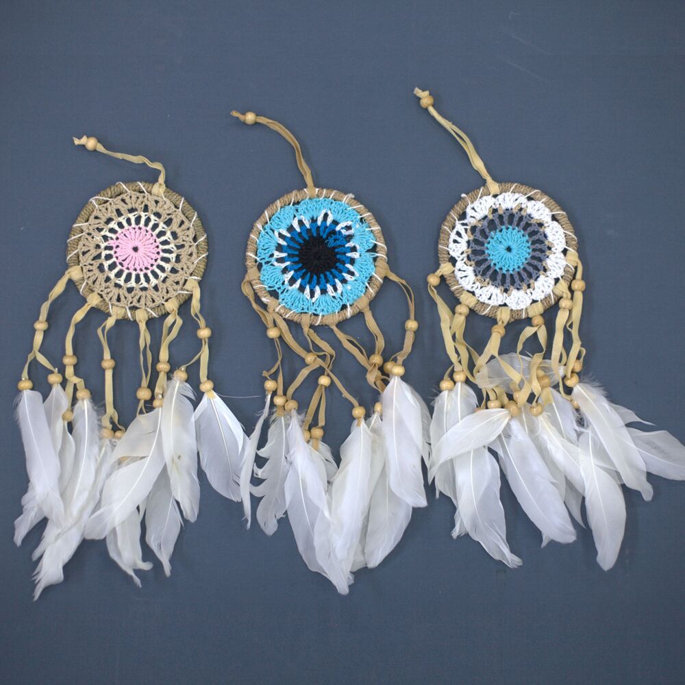 Pastel Blue Macramé Dream Catcher 9cm (asst Colours)