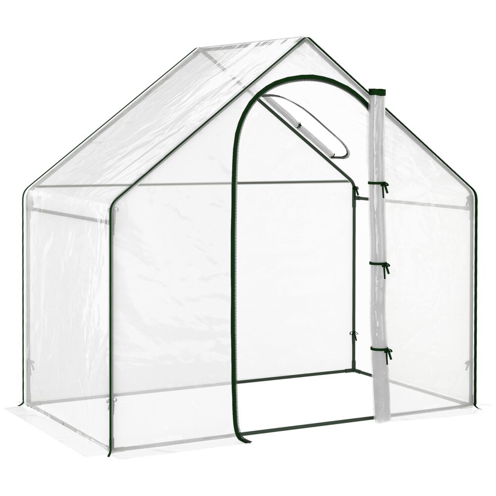 Outsunny Walk In Pvc Greenhouse Garden Outdoor Flower Planter Steel Frame W/ Zipped Door & Window 180 X 100 X 168cm White