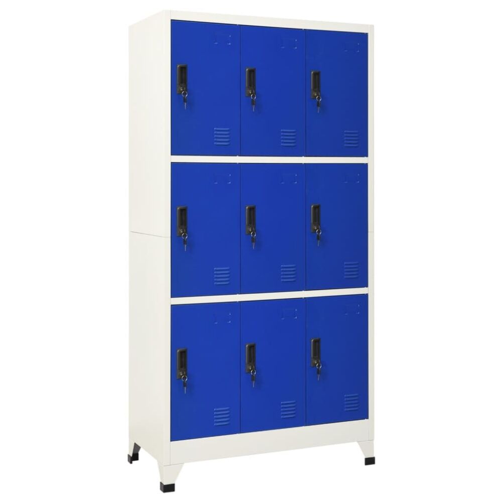 Vidaxl Locker Cabinet Grey And Blue 90x45x180 Cm Steel