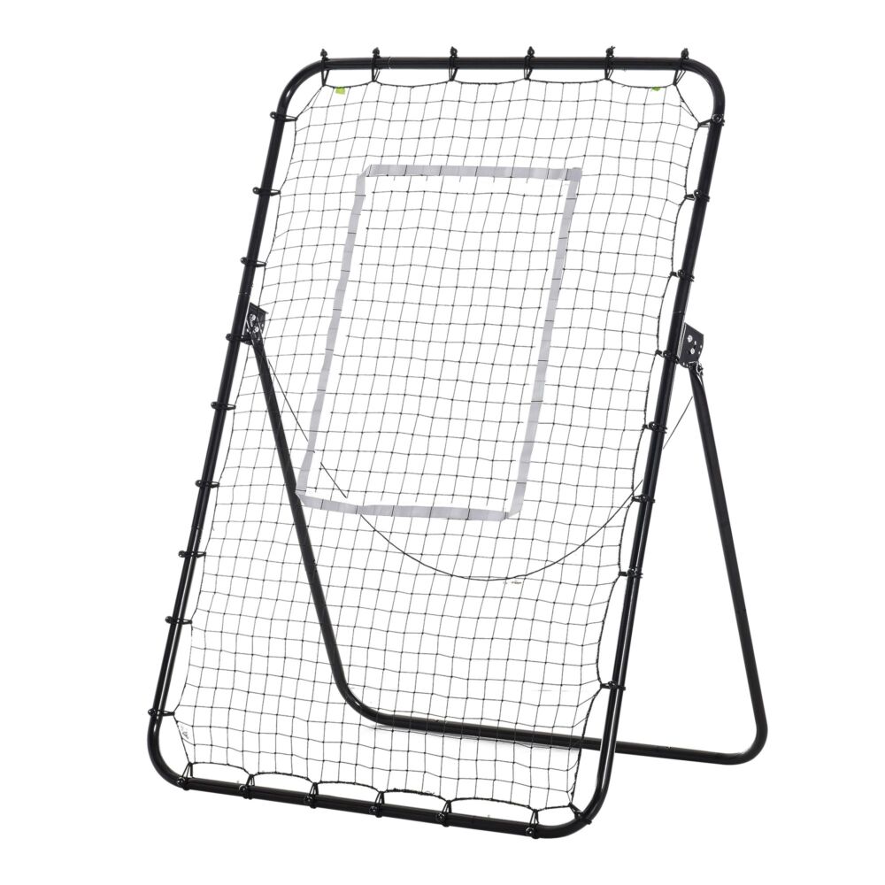 Homcom Foldable Football Rebounder Net, Football Goal Training Aid Soccer Kickback Target Zone Goal Play Adjustable Angles For Kids & Adult Black