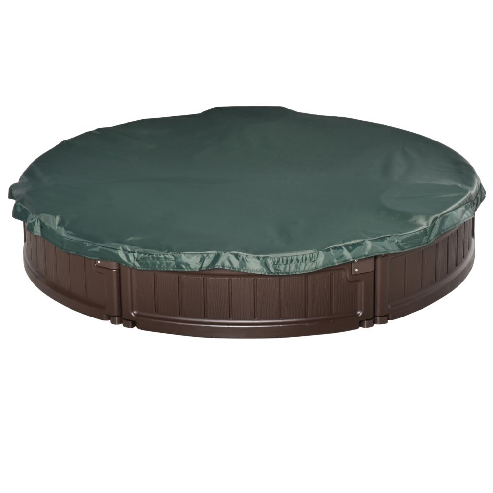 Outsunny Kids Outdoor Round Sandbox W/ Waterproof Oxford Canopy Bottom Fabric Liner Children Playset For 3-12 Years Old Backyard Brown