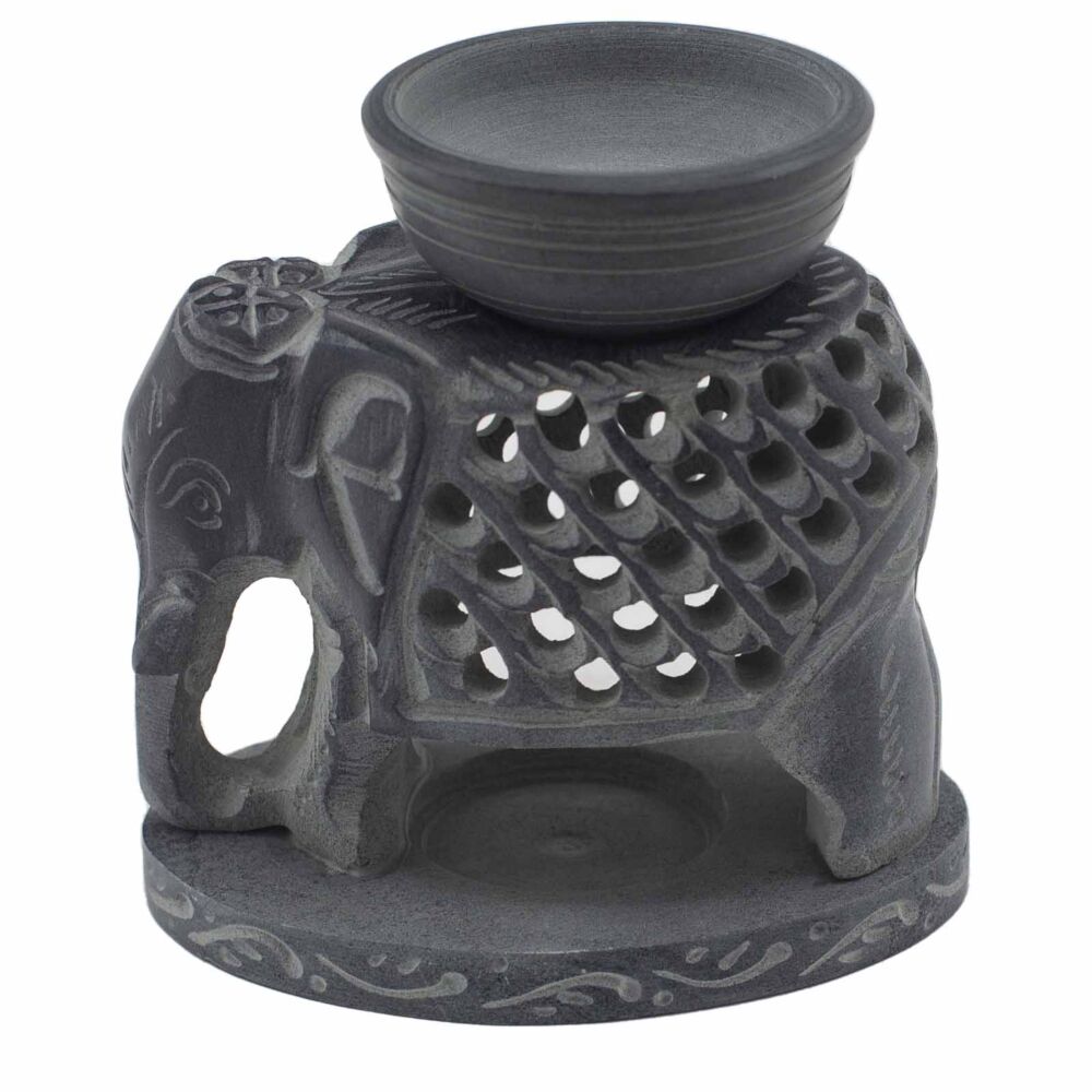 Soapstone Oil Burner 10.5cm - Standing Elephant