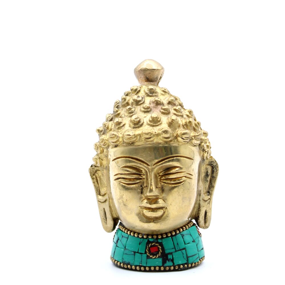 Brass Buddha Figure - Med Head - 8 Cm