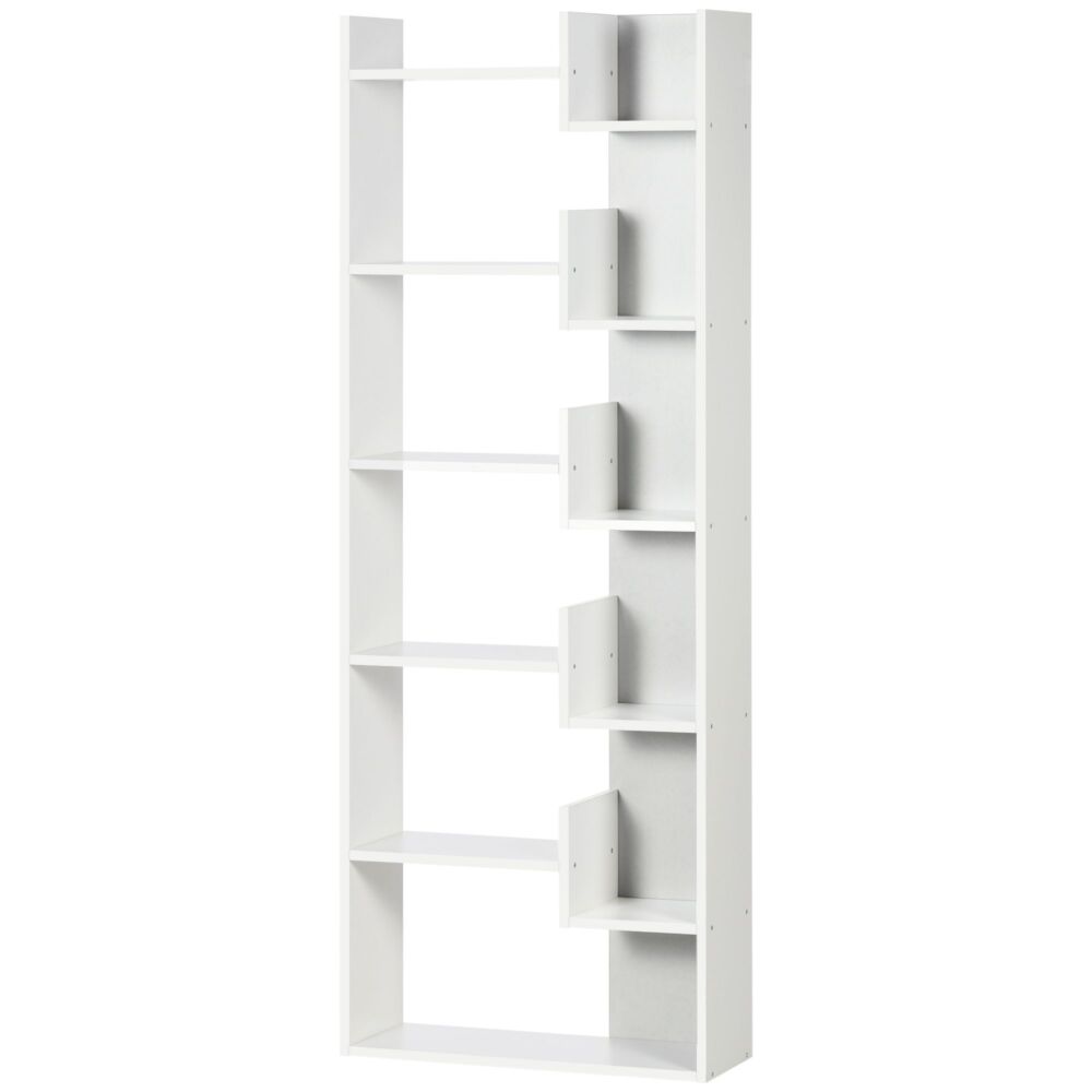 Homcom Modern Book Shelf With 11 Open Shelves, 6-tier Bookcase, Freestanding Shelving Unit For Home Office And Study, White