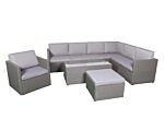 Berlin Grey Corner Modular Set - 3 Str & 2 Str Sofa, Table, Side Table, 1pc Armless Chair, 1pc Chair