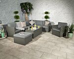 Berlin Grey Corner Modular Set - 3 Str & 2 Str Sofa, Table, Side Table, 1pc Armless Chair, 1pc Chair