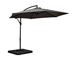 Grey 3m Standard Cantilever Over Hanging Powder Coated Parasol With Cross Stand This Parasol Is Made Using Polyester Fabric Which Has A Weather-proof Coating & Upf Sun Protection Level 50