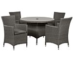 Paris 4 Seater Round Carver Dining Set 110cm Round Table With 4 Carver Chairs Including Cushions