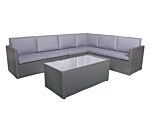 Berlin Grey Corner Lounging Set - 3 Seater & 2 Seater Sofa, Table, 1pc Armless Chair