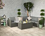 Berlin Grey Corner Lounging Set - 3 Seater & 2 Seater Sofa, Table, 1pc Armless Chair