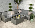 Berlin Grey Corner Lounging Set - 3 Seater & 2 Seater Sofa, Table, 1pc Armless Chair