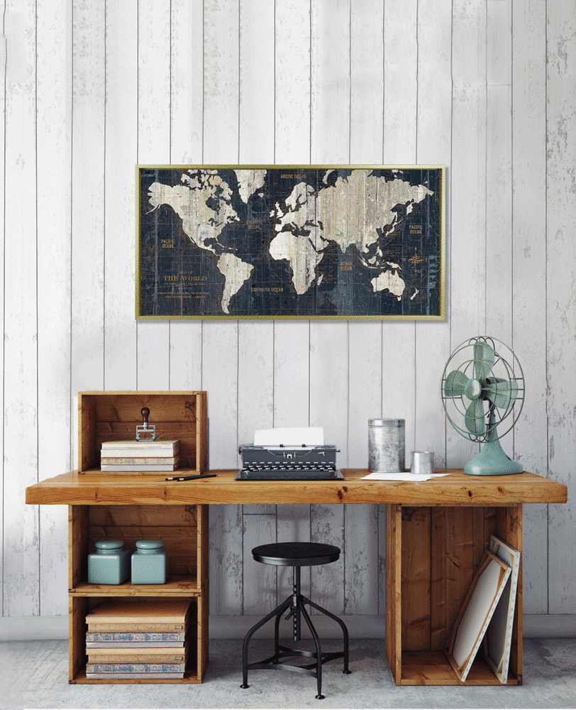 Old World Map - Framed Canvas