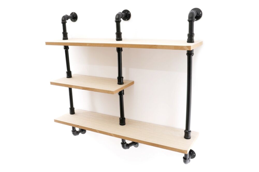 Black Pipe & Wooden Shelves 70.5cm