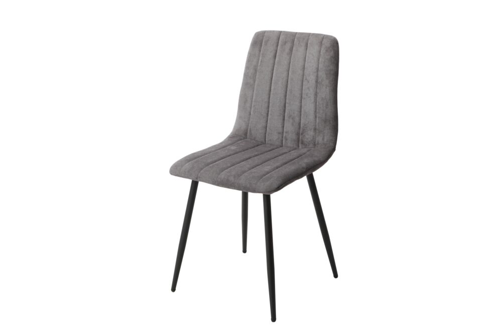 Aspen Straight Stitch Grey Dining Chair, Black Tapered Legs (pair)