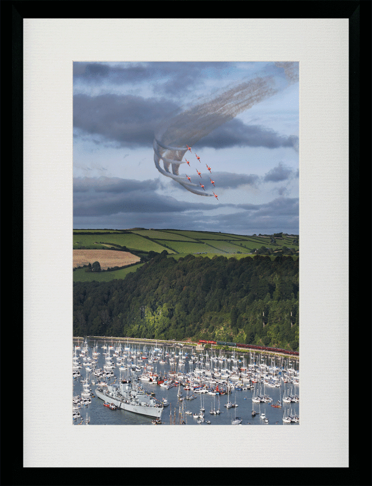 Red Arrows Over The River Dart By Nigel Evans - Framed Art