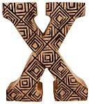 Hand Carved Wooden Geometric Letter X