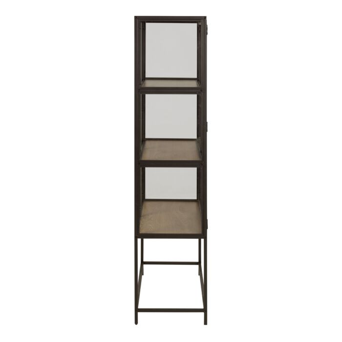 Seaford 2 Glass Door Display Cabinet In Black & Oak