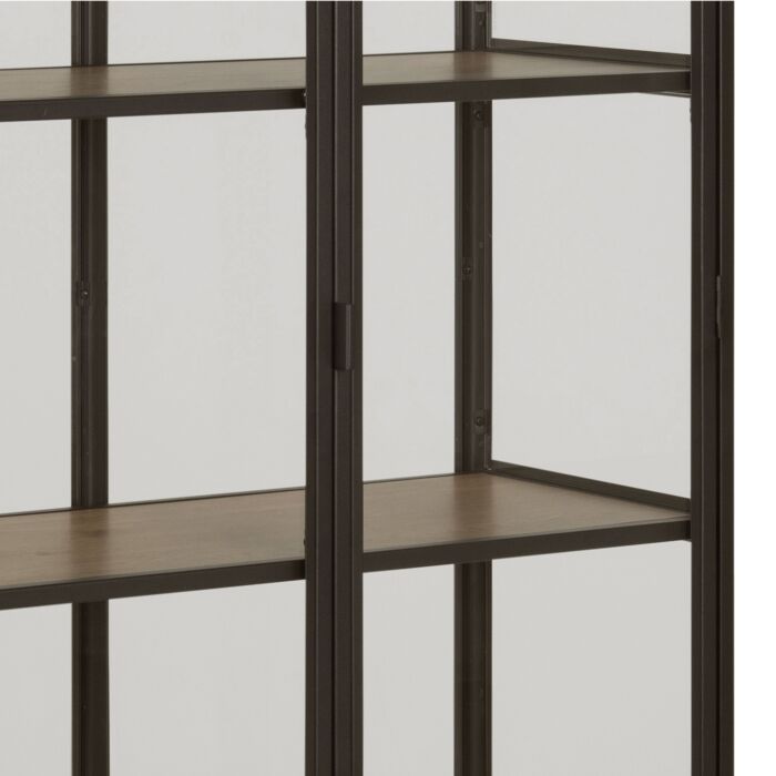 Seaford 2 Glass Door Display Cabinet In Black & Oak