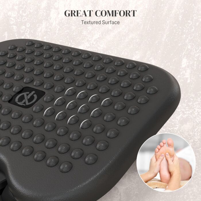 Homcom Footrest Adjustable Height & Angle Tilting Platform Home Office Foot Rest Black