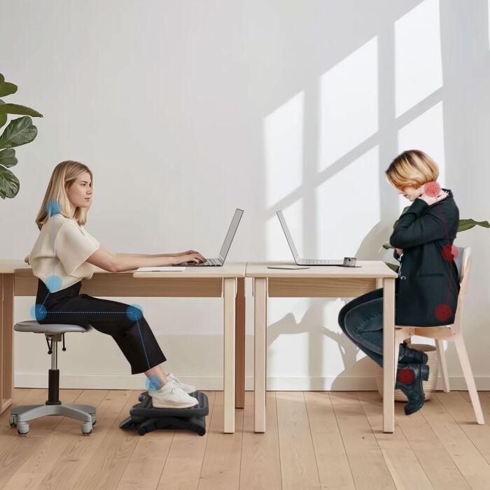 Homcom Footrest Adjustable Height & Angle Tilting Platform Home Office Foot Rest Black