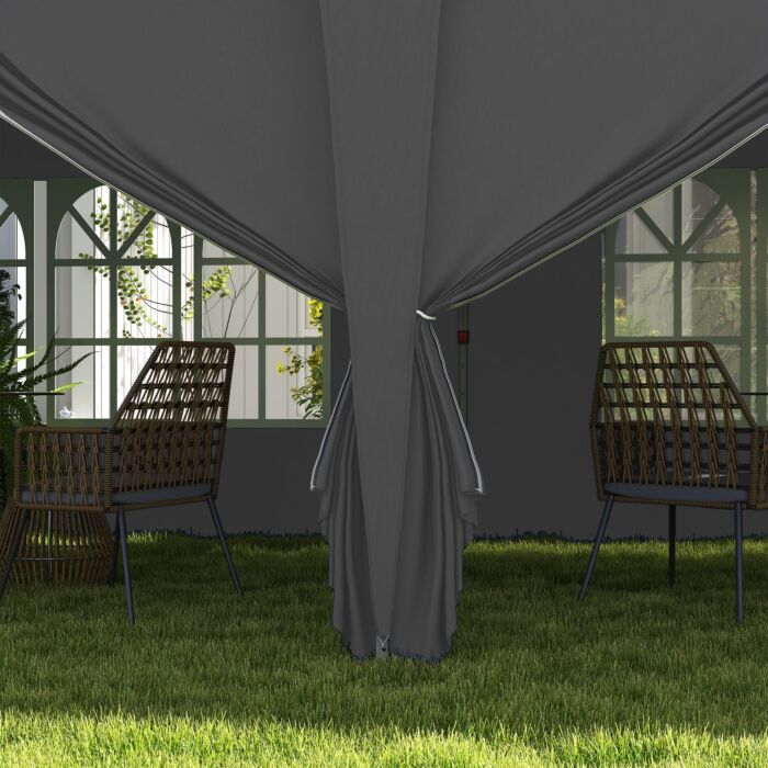 Outsunny 3 X 6 M Pop Up Gazebo With Sides And Windows, Height Adjustable Party Tent With Storage Bag, Event, Grey