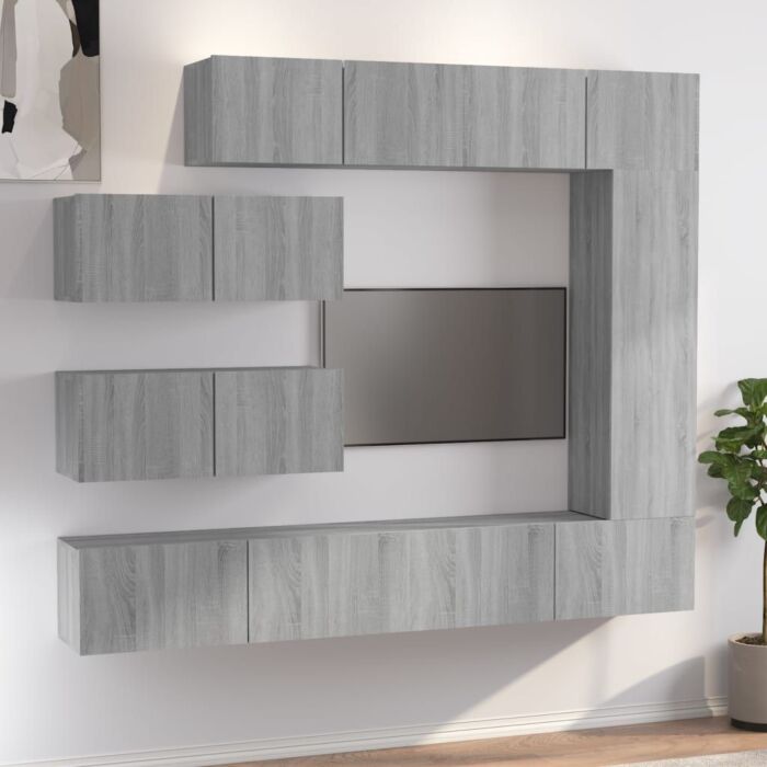 Vidaxl 7 Piece Tv Cabinet Set Grey Sonoma Engineered Wood
