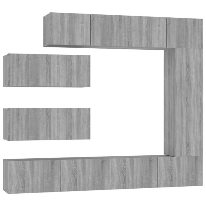 Vidaxl 7 Piece Tv Cabinet Set Grey Sonoma Engineered Wood