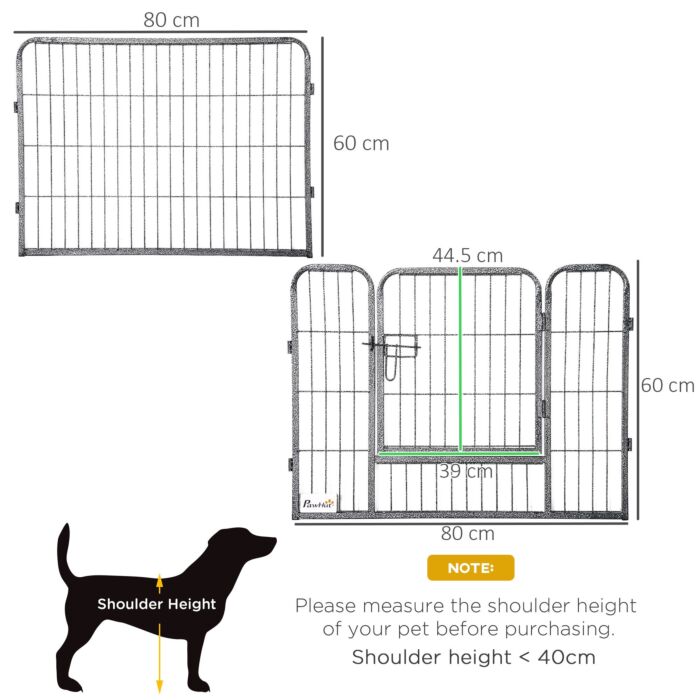 Pawhut Heavy Duty Dog Pen With 2 Doors, 16 Panels Dog Playpen, Portable Puppy Pen For Indoors, Outdoors, 60h Cm