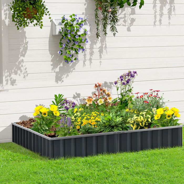 Outsunny Metal Raised Garden Bed, Diy Large Steel Planter Box, No Bottom W/ A Pairs Of Glove, Patio To Grow Vegetables, Herbs, 258cmx90cm
