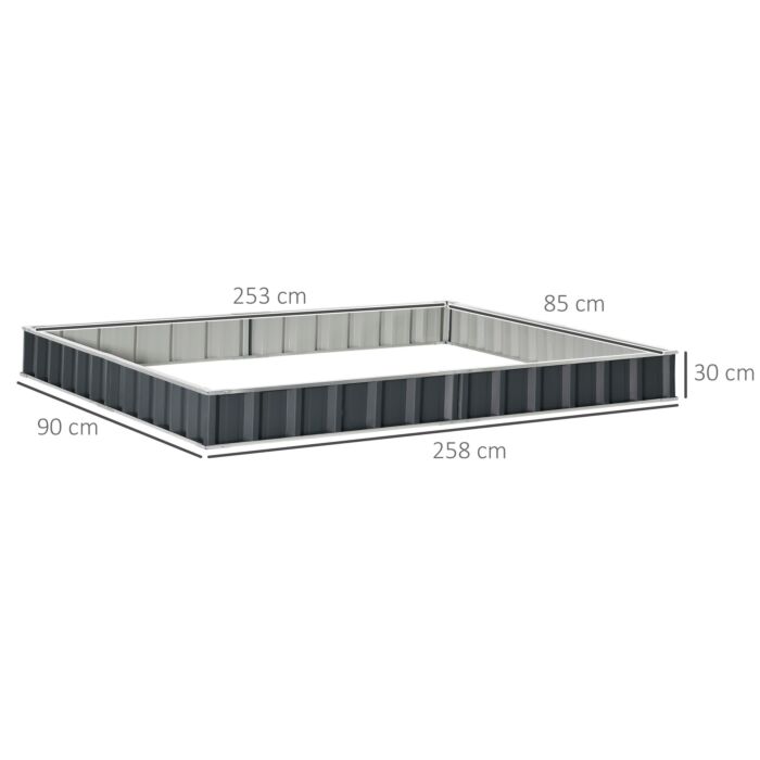 Outsunny Metal Raised Garden Bed, Diy Large Steel Planter Box, No Bottom W/ A Pairs Of Glove, Patio To Grow Vegetables, Herbs, 258cmx90cm