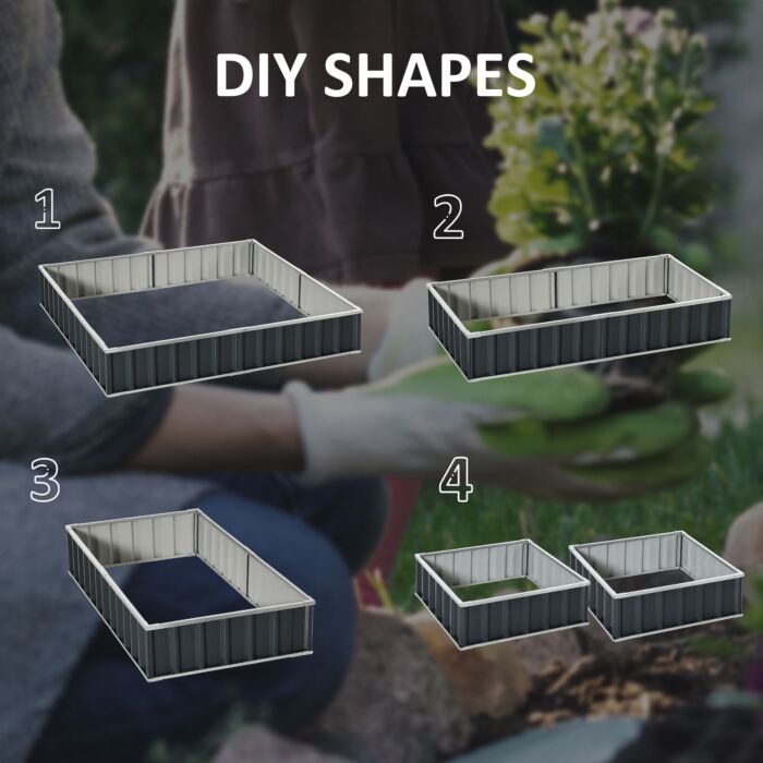 Outsunny Metal Raised Garden Bed, Diy Large Steel Planter Box, No Bottom W/ A Pairs Of Glove, Patio To Grow Vegetables, Herbs, 258cmx90cm