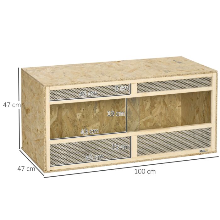Pawhut Reptile Terrarium Vivarium, Climbing Pet Containers, Reptile Habitat, With Transparent Sliding Doors, Breathable Mesh For Lizards Horned Frogs