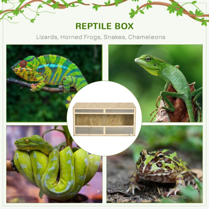 Pawhut Reptile Terrarium Vivarium, Climbing Pet Containers, Reptile Habitat, With Transparent Sliding Doors, Breathable Mesh For Lizards Horned Frogs