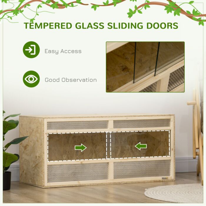 Pawhut Reptile Terrarium Vivarium, Climbing Pet Containers, Reptile Habitat, With Transparent Sliding Doors, Breathable Mesh For Lizards Horned Frogs