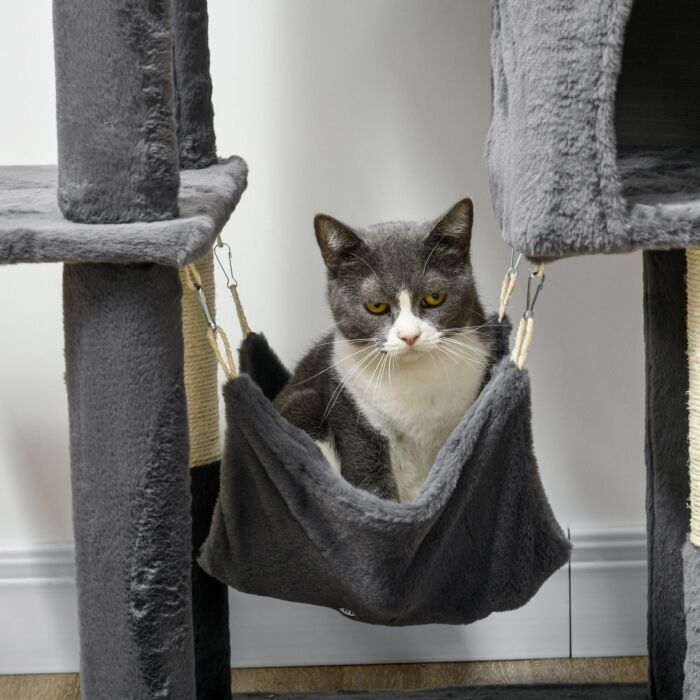 Pawhut 177cm Cat Tree For Indoor Cats, Multi-level Kitten Climbing Tower With Scratching Posts, Condos, Hammock, Perches, Toy Ball, Dark Grey