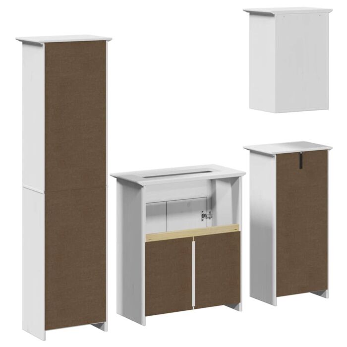 Vidaxl 4 Piece Bathroom Furniture Set Bodo White Solid Wood Pine