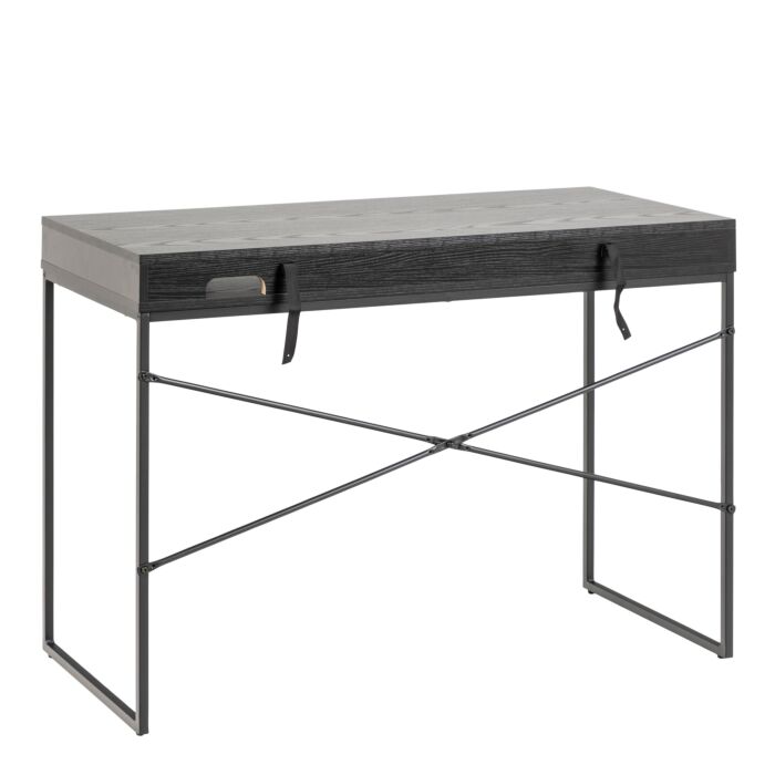 Seaford 1 Drawer Office Desk In Ash Black