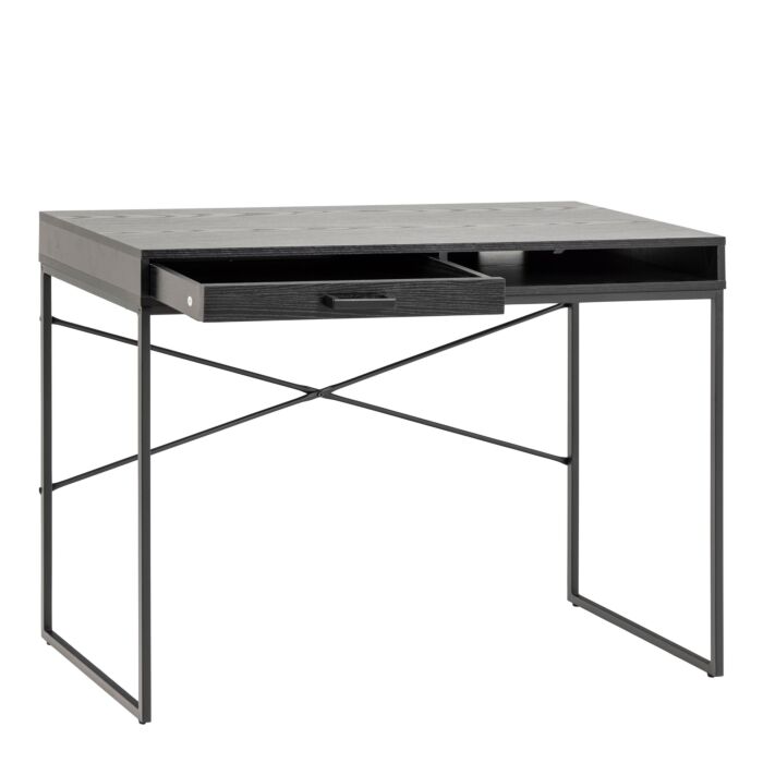 Seaford 1 Drawer Office Desk In Ash Black